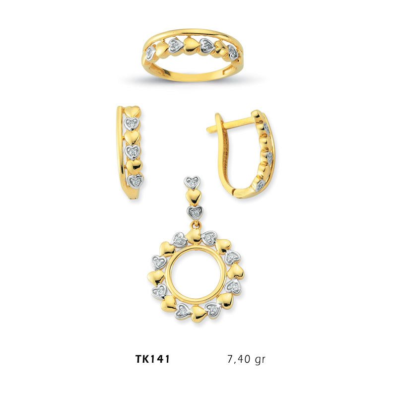 Beelo Gold 14K Altın Üçlü Kalp Set BGTKH141