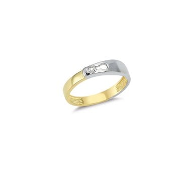 Beelo Gold 14K Altın İkili Renk Taşlı Tasarım Yüzük