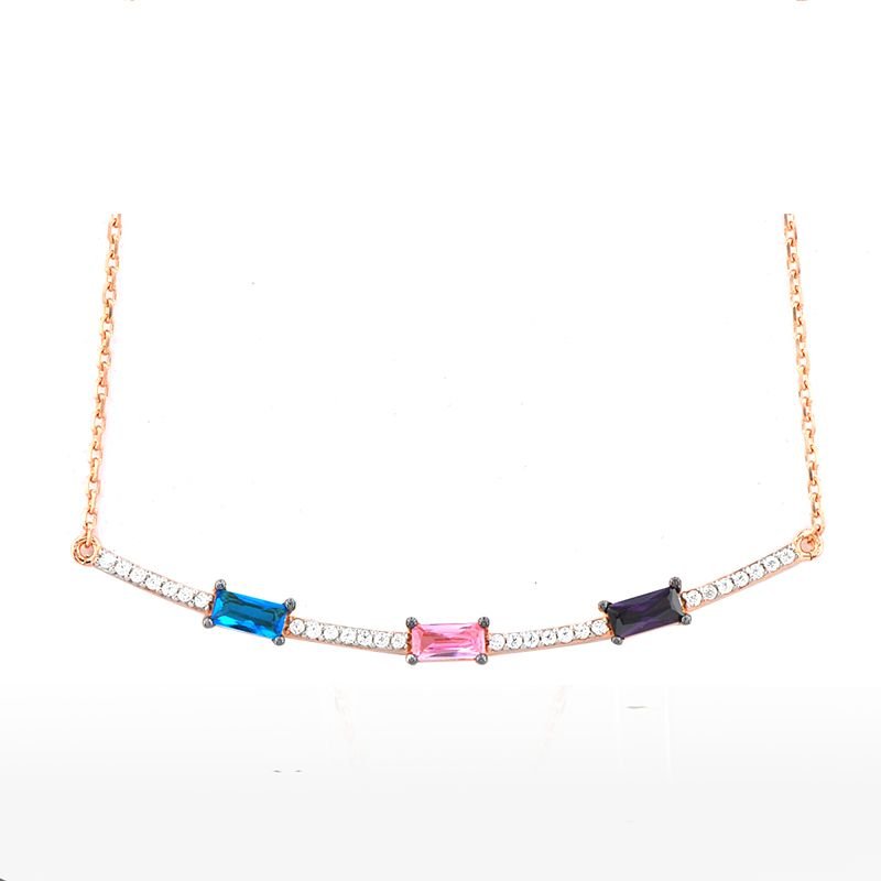 Beelo Silver  Rose 925K Gümüş Zirkon Tasarım Kolye