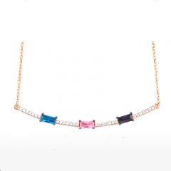 Beelo Silver  Rose 925K Gümüş Zirkon Tasarım Kolye