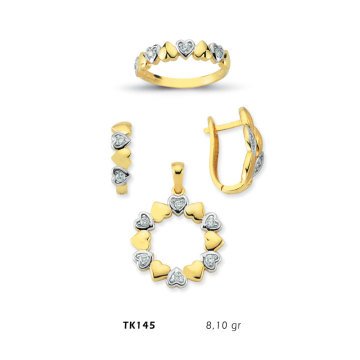 Beelo Gold 14K Altın Üçlü Kalp Set BGTKH145