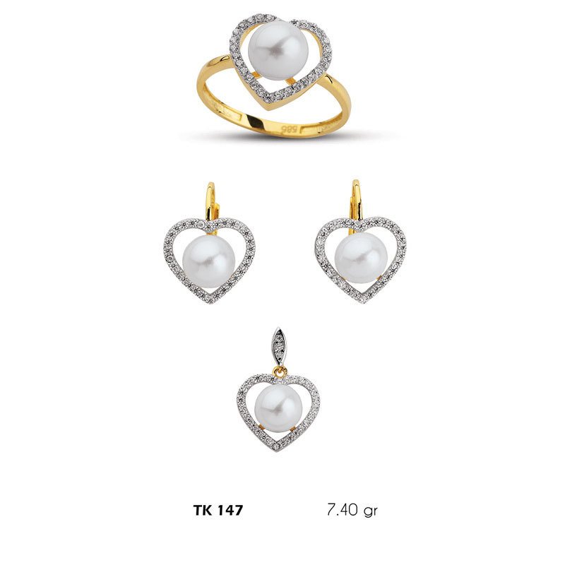 Beelo Gold 14K Altın Üçlü İnci Set BGTKH147
