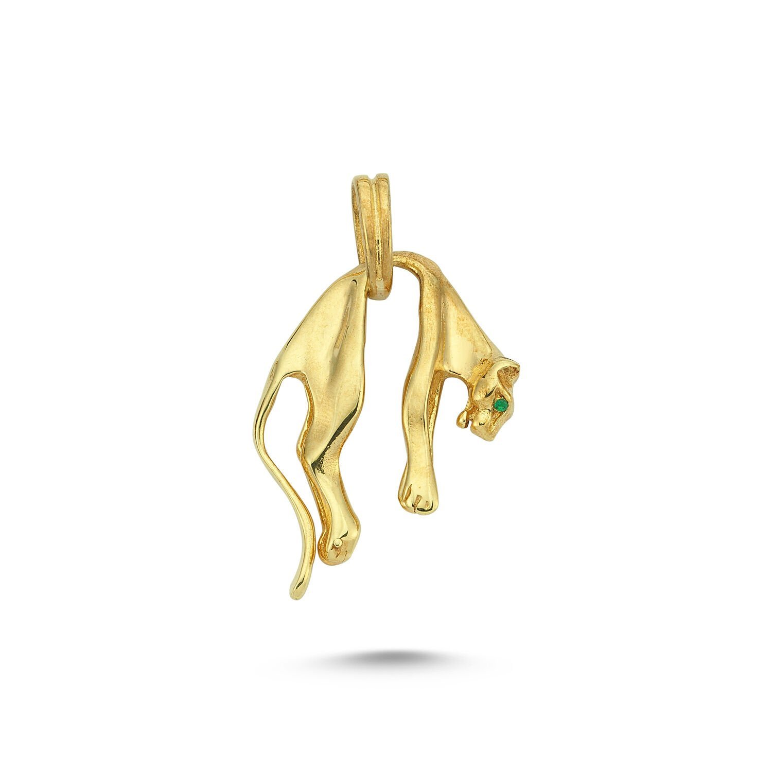 Beelo Gold 14K Altın Leopar Taşlı Kolye Ucu