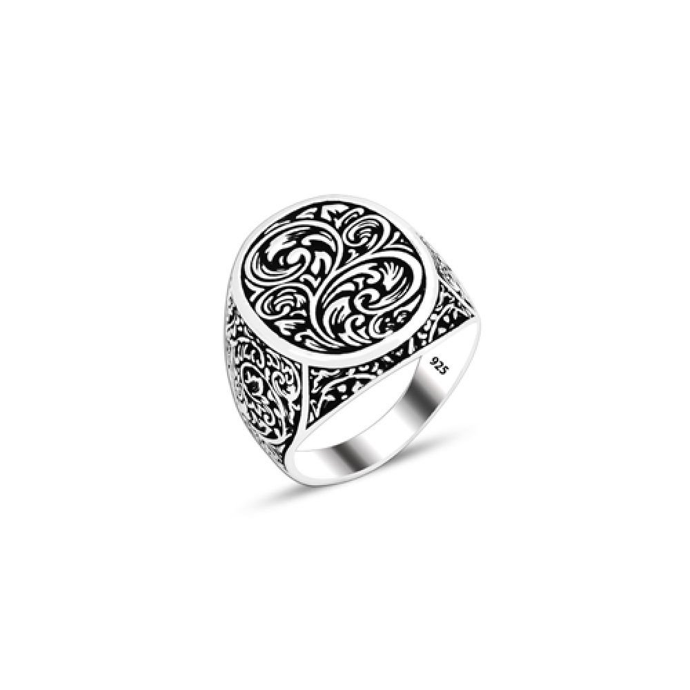 Beelo Silver 925K Gümüş Motifli Erkek Yüzük