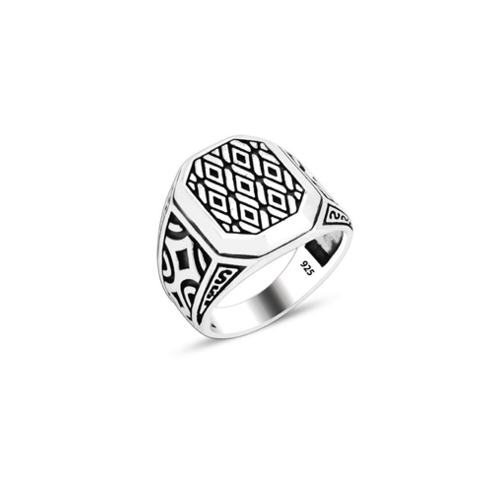 Beelo Silver 925K Gümüş Motifli Erkek Yüzük