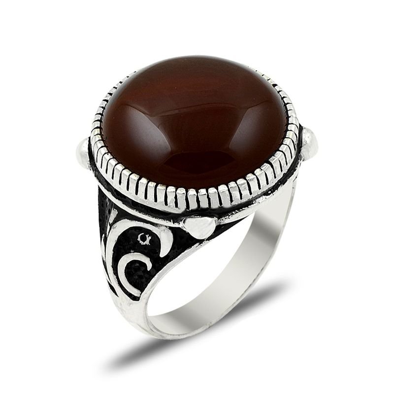 Beelo Silver 925K Gümüş Akik Erkek Yüzük BSBT031