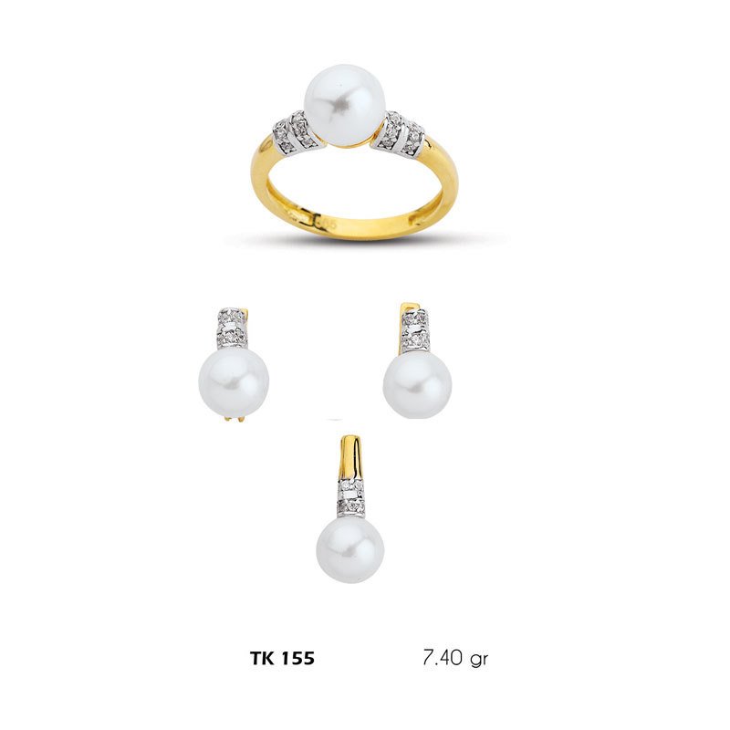 Beelo Gold 14K Altın Üçlü İnci Set BGTKH155