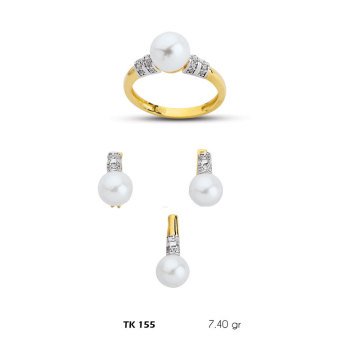 Beelo Gold 14K Altın Üçlü İnci Set BGTKH155
