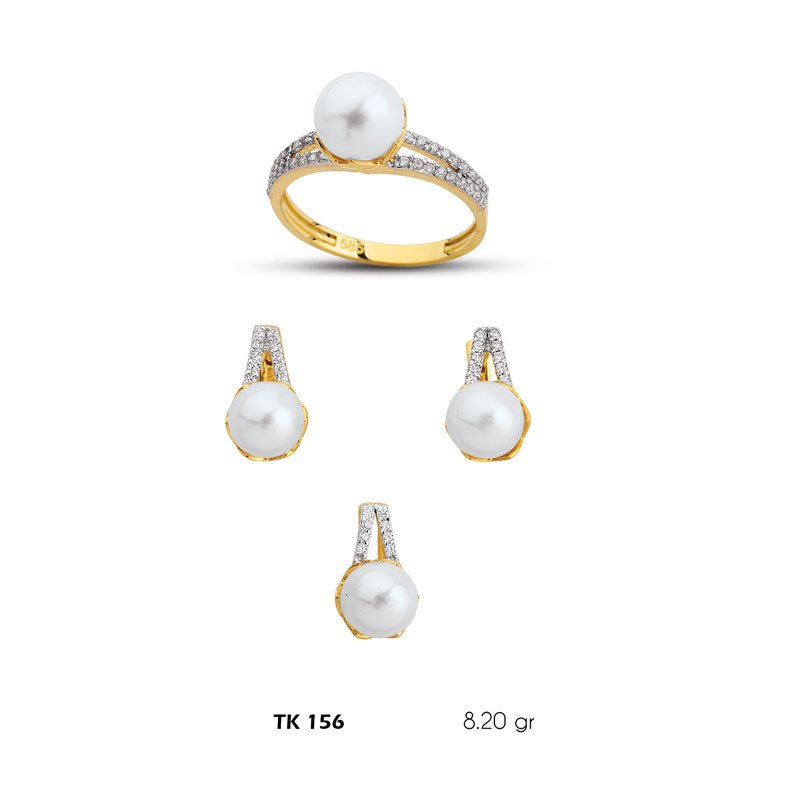 Beelo Gold 14K Altın Üçlü İnci Set BGTKH156