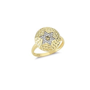 Beelo Gold 14K Altın Tasarım Yuvarlak Yıldız Yüzük