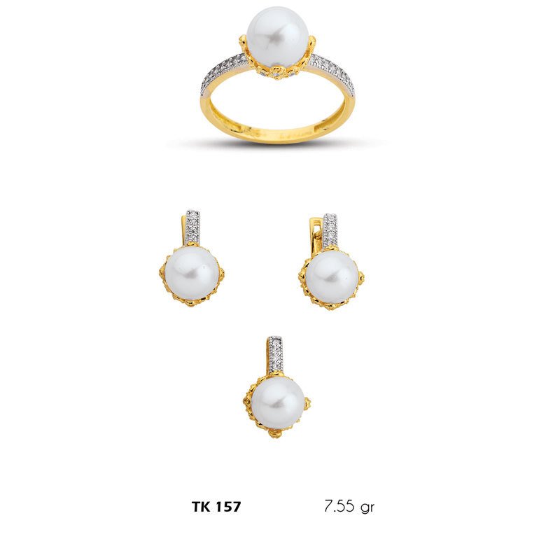 Beelo Gold 14K Altın Üçlü İnci Set BGTKH157