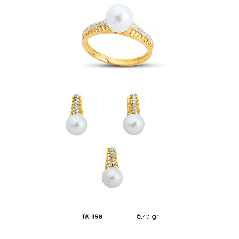 Beelo Gold 14K Altın Üçlü İnci Set BGTKH158