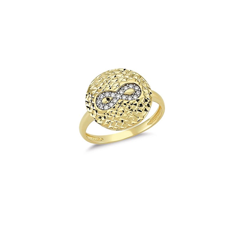 Beelo Gold 14K Altın Tasarım Yuvarlak Sonsuzluk Yüzük 