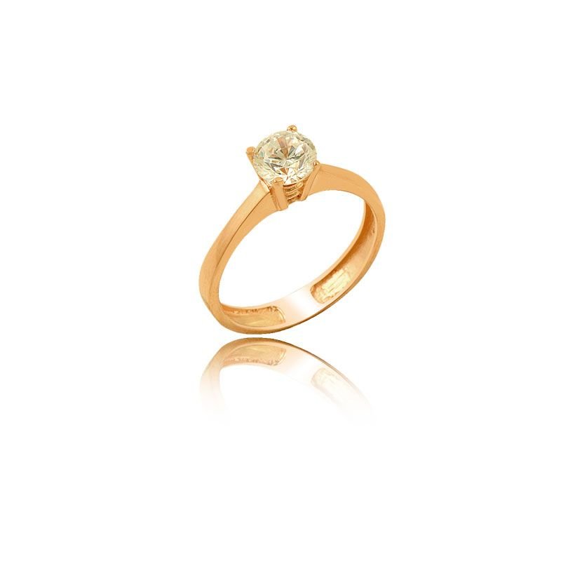 Beelo Gold 14K Altın Tek Taş Tasarım Yüzük