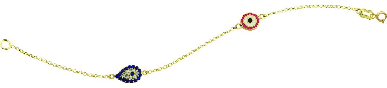 Beelo Gold 14K Altın Mineli Kırmızı Damla Nazar Bileklik BLB009