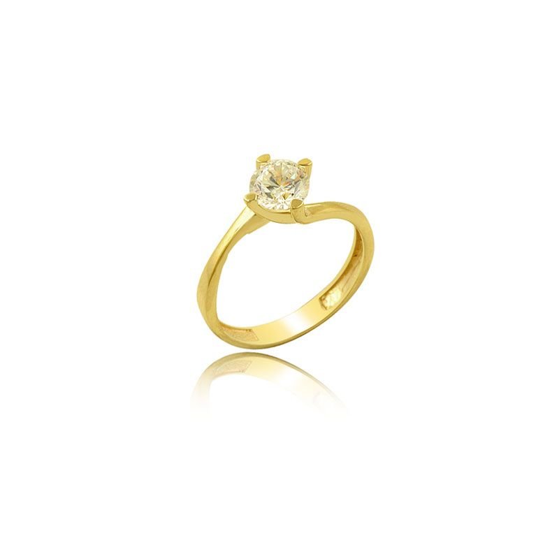 Beelo Gold 14K Altın Tek Taş Tasarım Yüzük