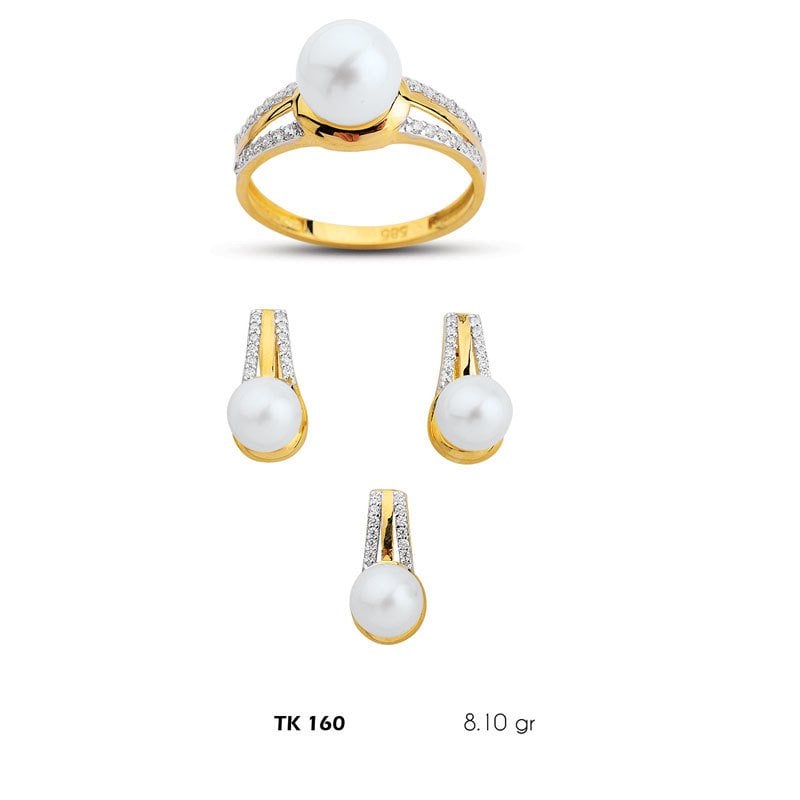 Beelo Gold 14K Altın Üçlü İnci Set BGTKH160