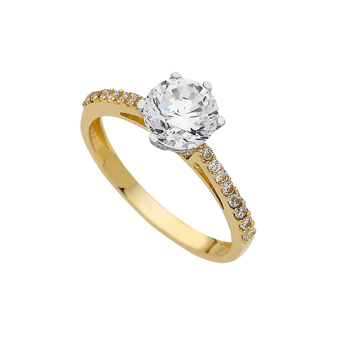 Beelo Gold 14K Altın Tek Taş Yüzük TYTT083