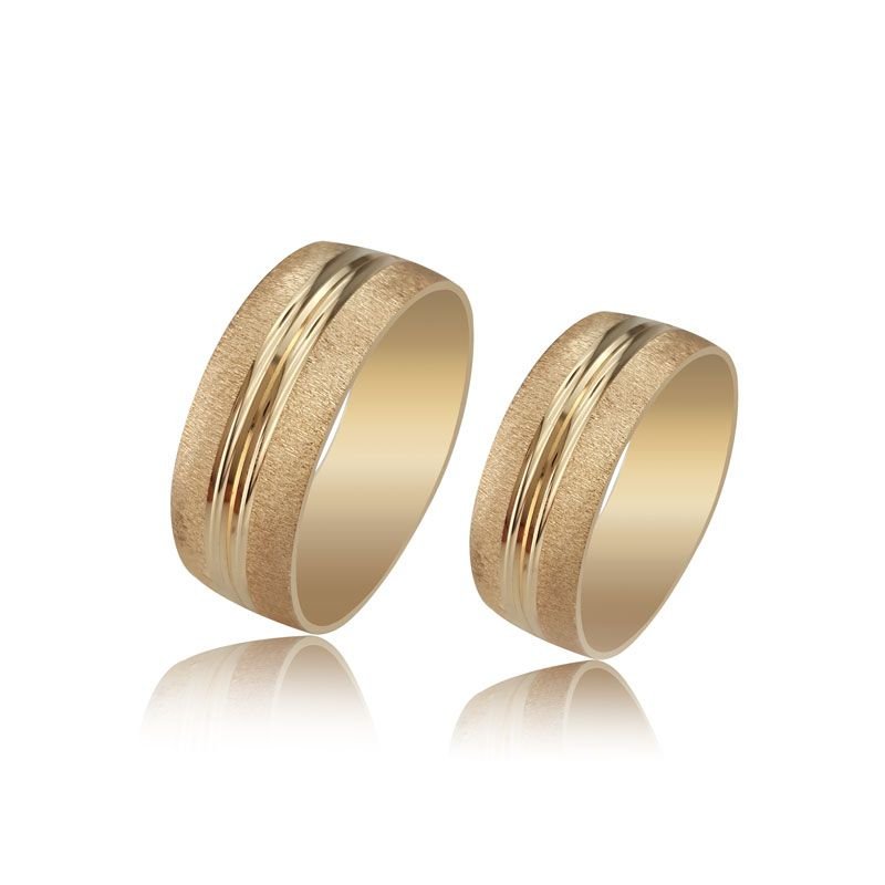 Beelo Gold 14K Altın 8 mm Alyans İkili Set Yüzük