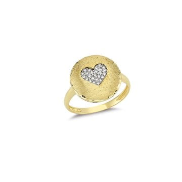 Beelo Gold 14K Altın Tasarım Yuvarlak Kalp Yüzük