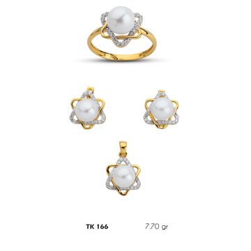 Beelo Gold 14K Altın Üçlü İnci Set BGTKH166