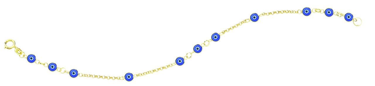 Beelo Gold 14K Altın Mavi Göz Boncuğu Nazar Bileklik BUL005