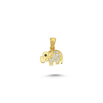 Beelo Gold 14K Altın Taşlı Fil Kolye Ucu