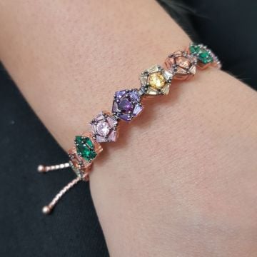 Beelo Silver 925K Gümüş Tasarım Çiçek  Bileklik