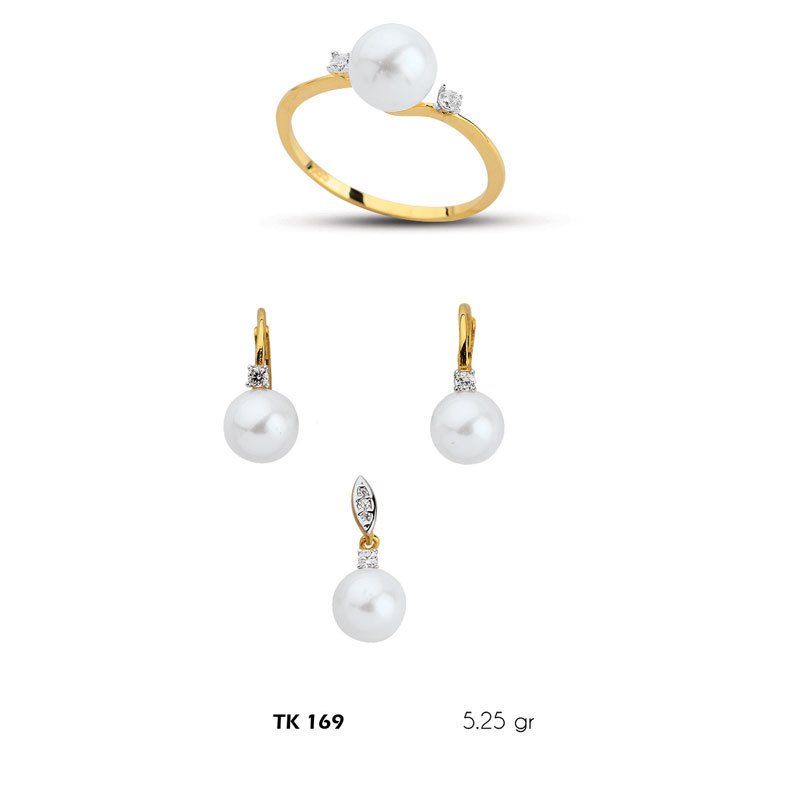 Beelo Gold 14K Altın Üçlü İnci Set BGTKH169
