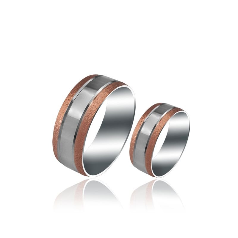 Beelo Gold 14K Altın 8 mm Alyans İkili Set Yüzük