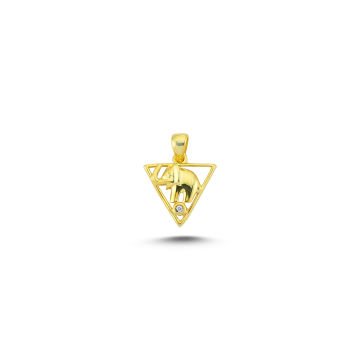 Beelo Gold 14K Altın Fil Taşlı Üçgen Kolye Ucu