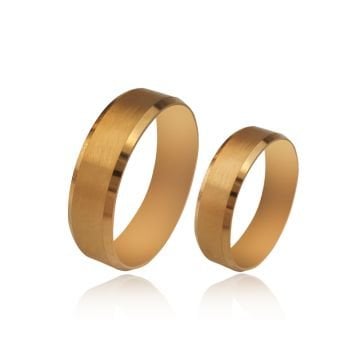 Beelo Gold 14K Altın 6 mm Alyans İkili Set Yüzük
