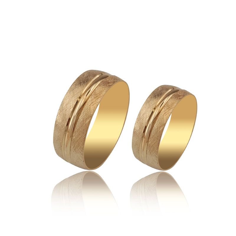 Beelo Gold 14K Altın 8 mm Alyans İkili Set Yüzük
