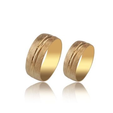 Beelo Gold 14K Altın 8 mm Alyans İkili Set Yüzük
