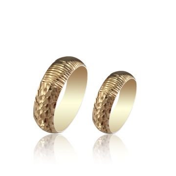 Beelo Gold 14K Altın 6 mm Alyans İkili Set Yüzük
