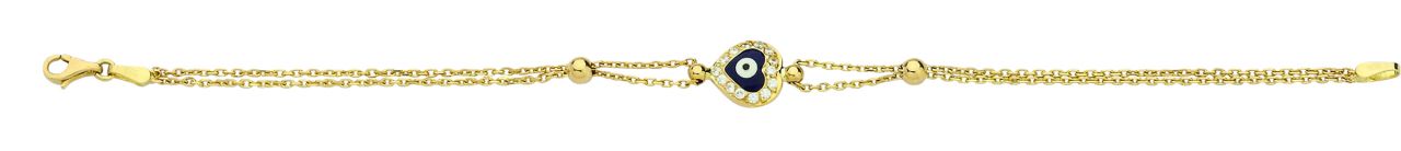 Beelo Gold 14K Altın Mineli Mavi Kalp Nazar Bileklik BML002