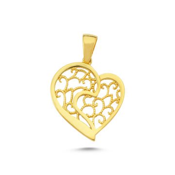 Beelo Gold 14K Altın Motifli Kalp Özel Tasarım Kolye Ucu