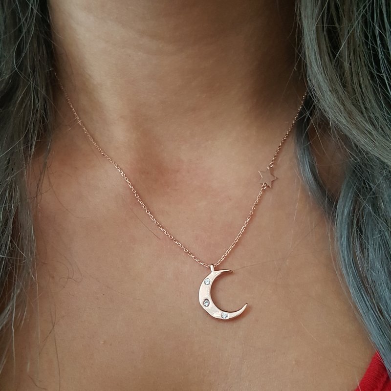 Beelo Silver 925K Gümüş Hilal   Kolye