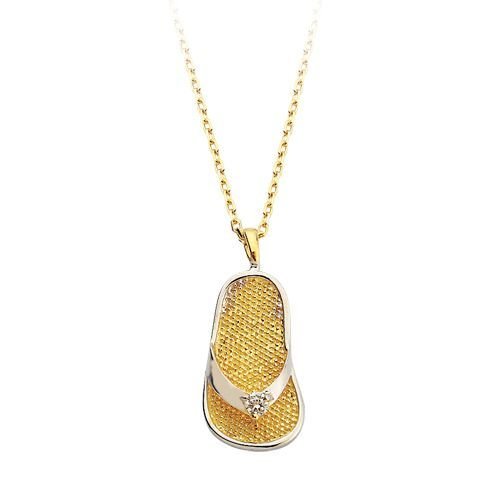 Beelo Gold 14K Sarı Beyaz Altın Anne Terlik Pırlanta Kolye BGBSY016