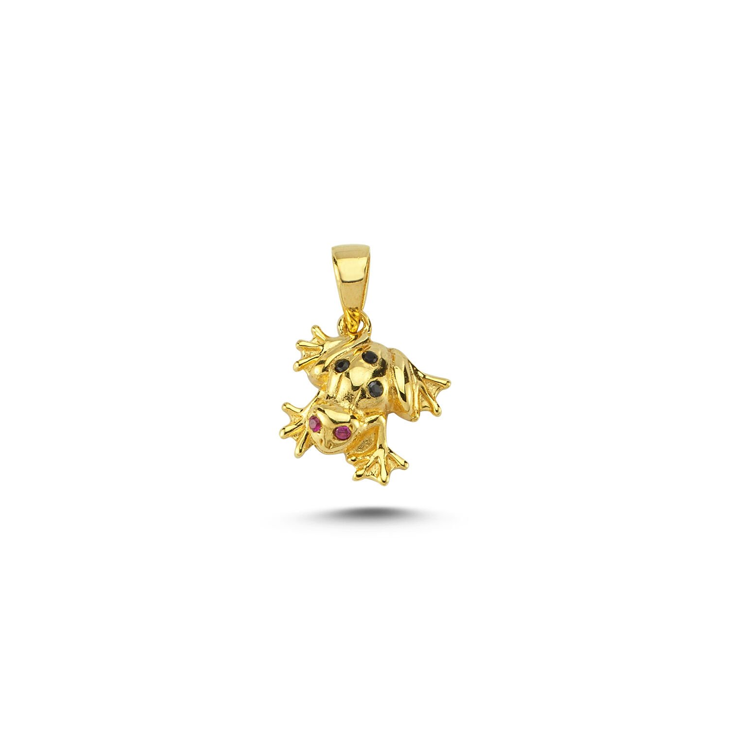 Beelo Gold 14K Altın Taşlı Kurbağa Kolye Ucu