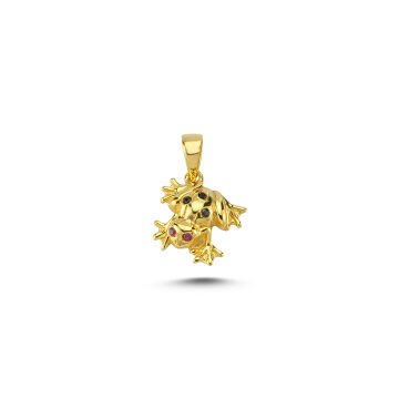 Beelo Gold 14K Altın Taşlı Kurbağa Kolye Ucu