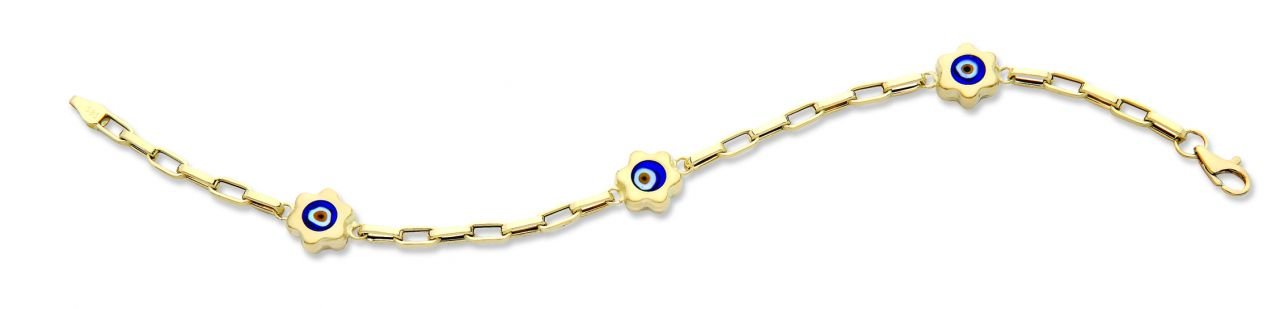 Beelo Gold 14K Altın Seramik Papatya Nazar Bileklik BSR003