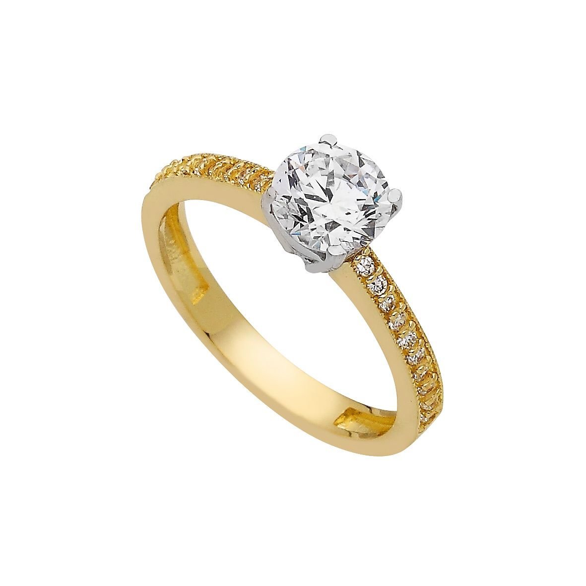 Beelo Gold 14K Altın Tek Taş Yüzük TYTT115