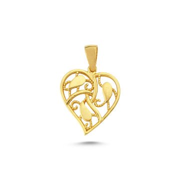 Beelo Gold 14K Altın Kalp Motifli  Özel Tasarım Kolye Ucu