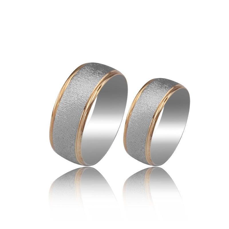 Beelo Gold 14K Altın 8 mm Alyans İkili Set Yüzük