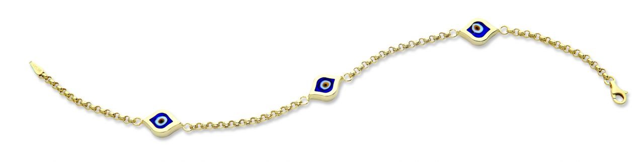 Beelo Gold 14K Altın Seramik Göz Nazar Bileklik BSR007