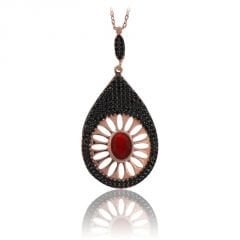 Beelo Silver  Rose 925K Gümüş Zirkon Damla Tasarım Kolye
