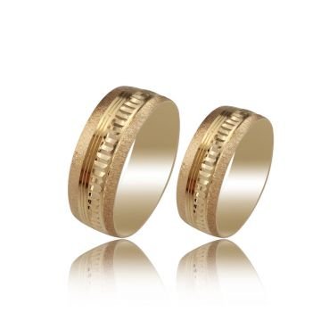 Beelo Gold 14K Altın 8 mm Alyans İkili Set Yüzük