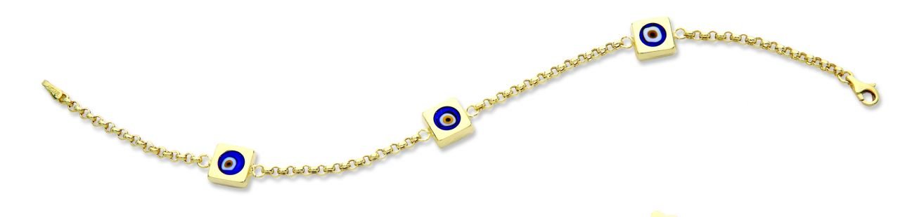 Beelo Gold 14K Altın Seramik Göz Nazar Bileklik BSR010