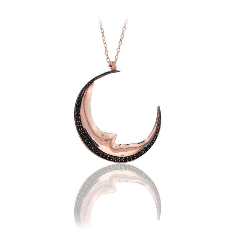 Beelo Silver  Rose 925K Gümüş Zirkon Ay Dede Tasarım Kolye